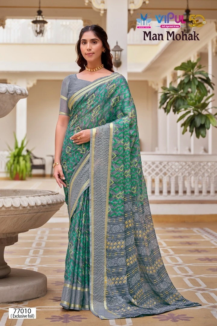 Vipul Man Mohak Chiffon Wholesale Fancy Sarees Catalog — Wholesale Sarees, MPA wholesale from Surat — view 7